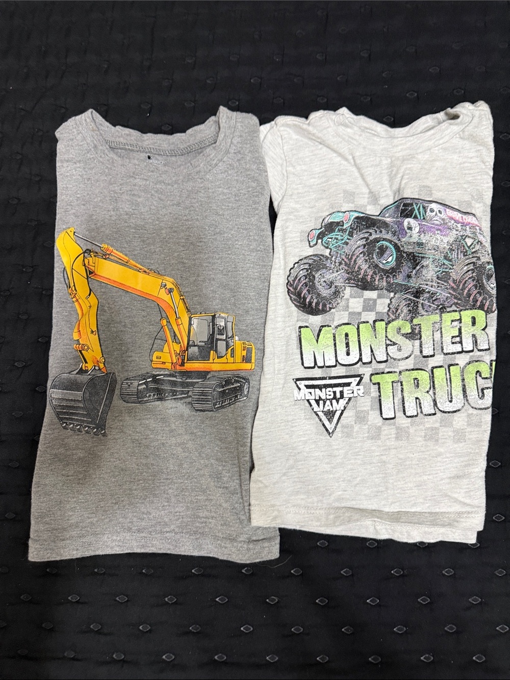 Monster Jam & Excavator Graphic Short Sleeve Tees - Gray